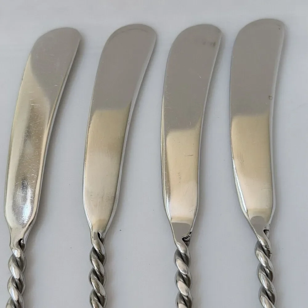 4pc Gourmet Settings Silver Braid Butter Spreader 7